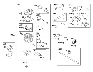Carburetor And Fuel Supply Group Diagram and Parts List for 356447-0636-G1 200000 - 399999 Briggs and Stratton Engine
